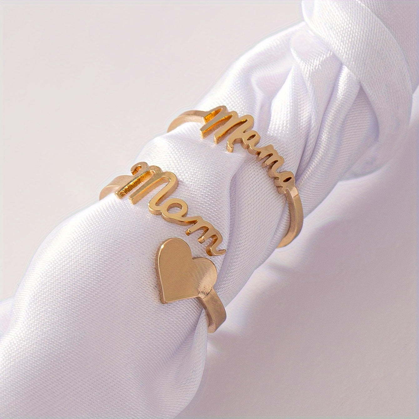 Adjustable “MOM” Letter Ring – Elegant Mother’s Day Gift