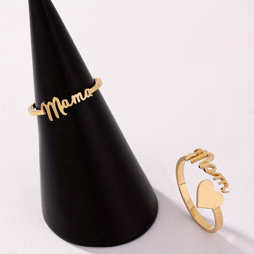 Adjustable “MOM” Letter Ring – Elegant Mother’s Day Gift