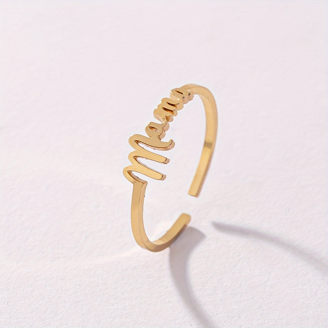 Adjustable “MOM” Letter Ring – Elegant Mother’s Day Gift
