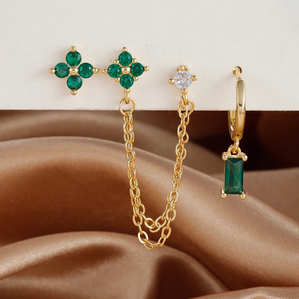 3PCS Stainless Steel Earrings Set