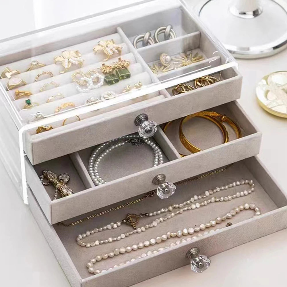 3-Layer Flannel Jewelry Box with Drawer
