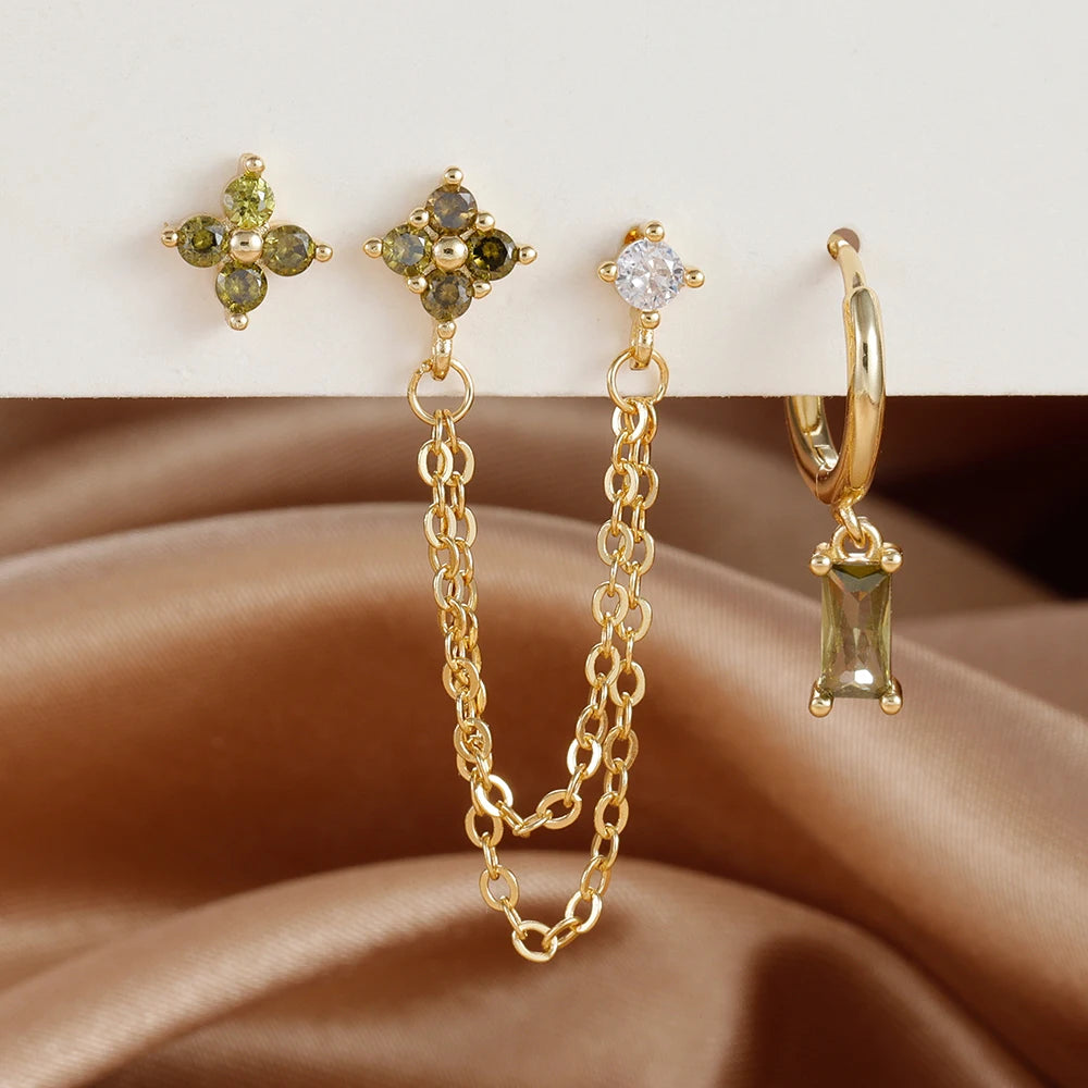 3PCS Stainless Steel Earrings Set