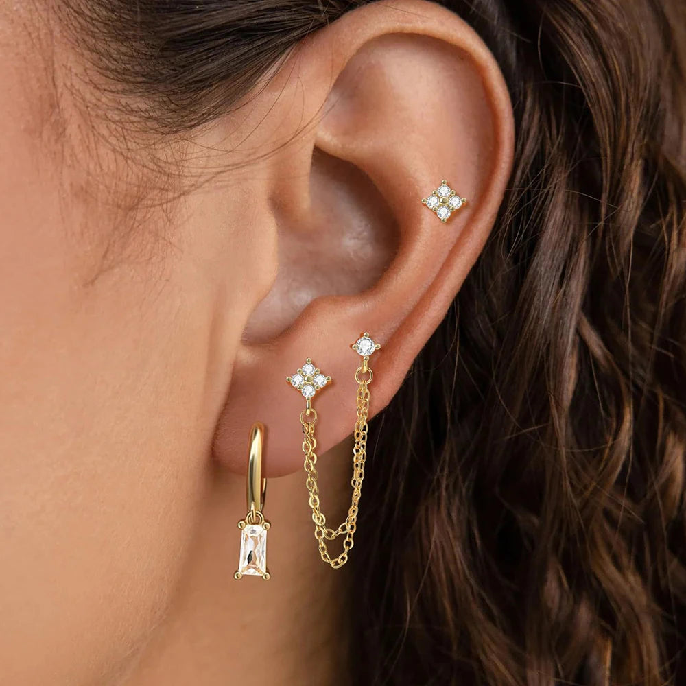 3PCS Stainless Steel Earrings Set