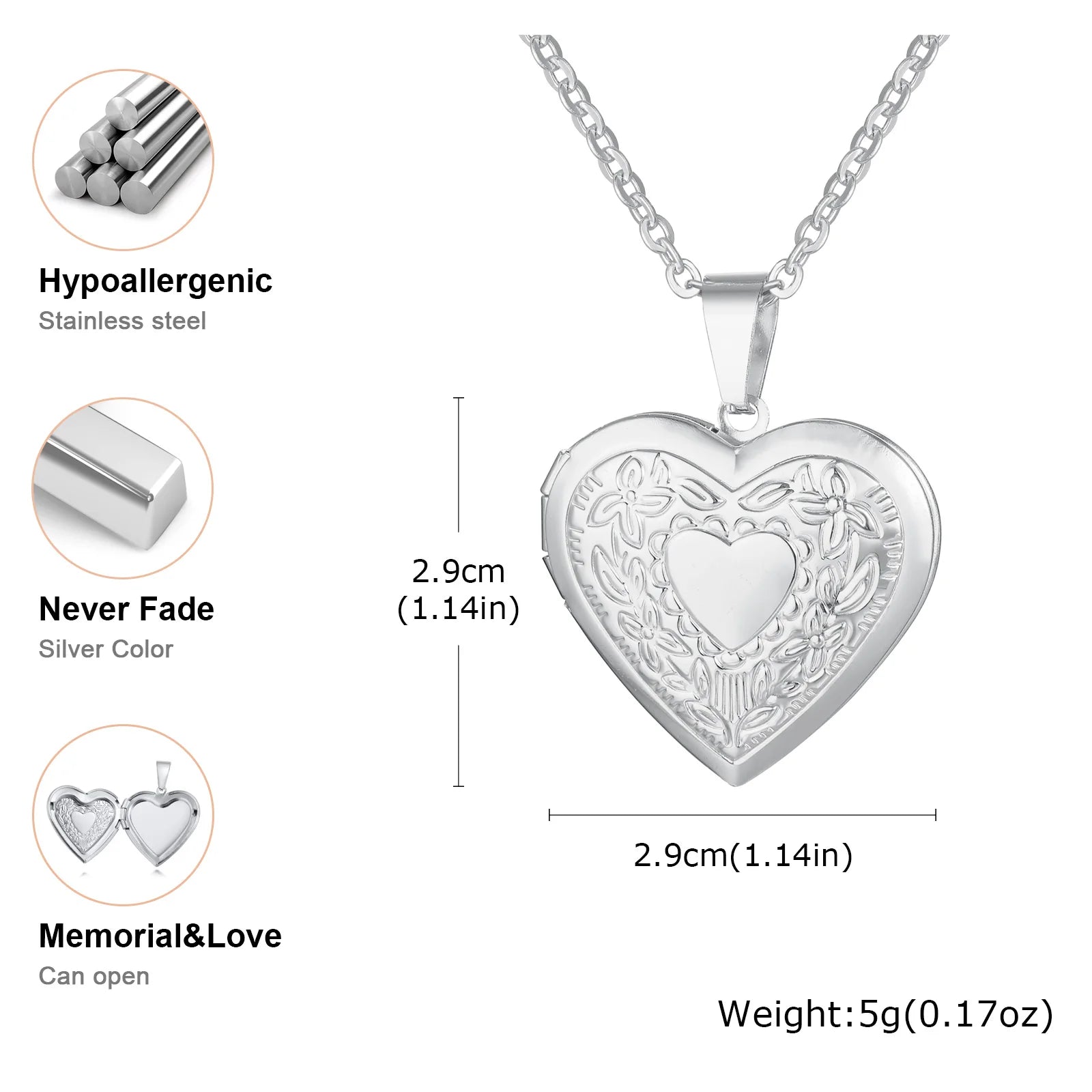 Heart Photo Locket Necklace
