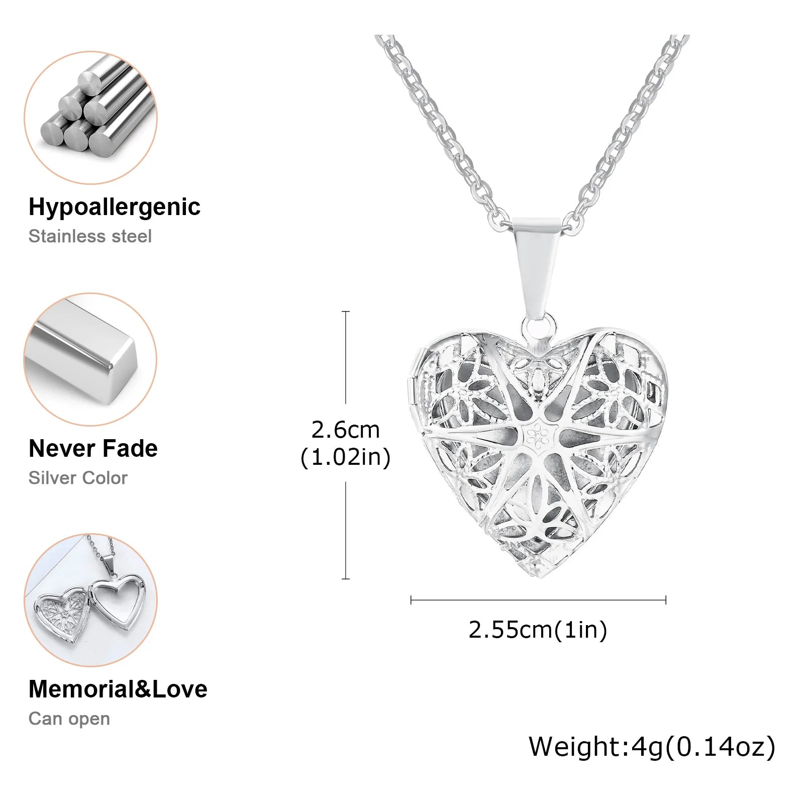 Heart Photo Locket Necklace