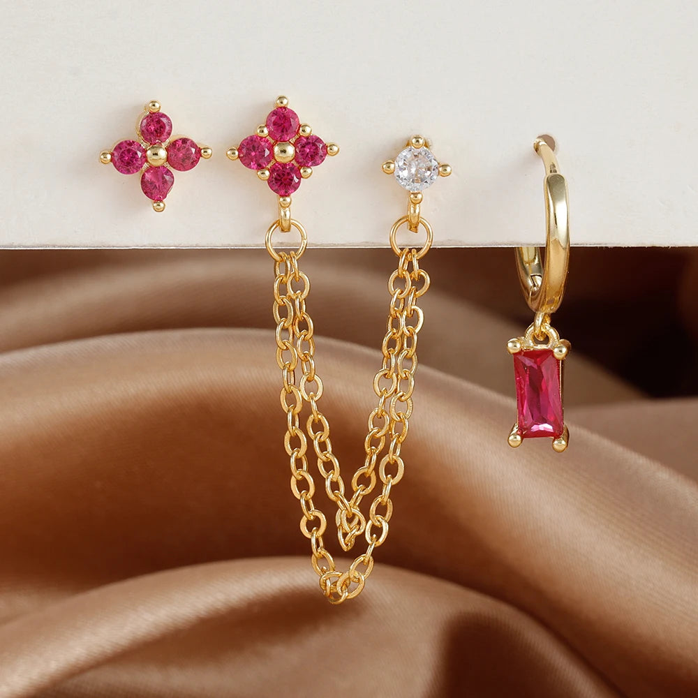 3PCS Stainless Steel Earrings Set