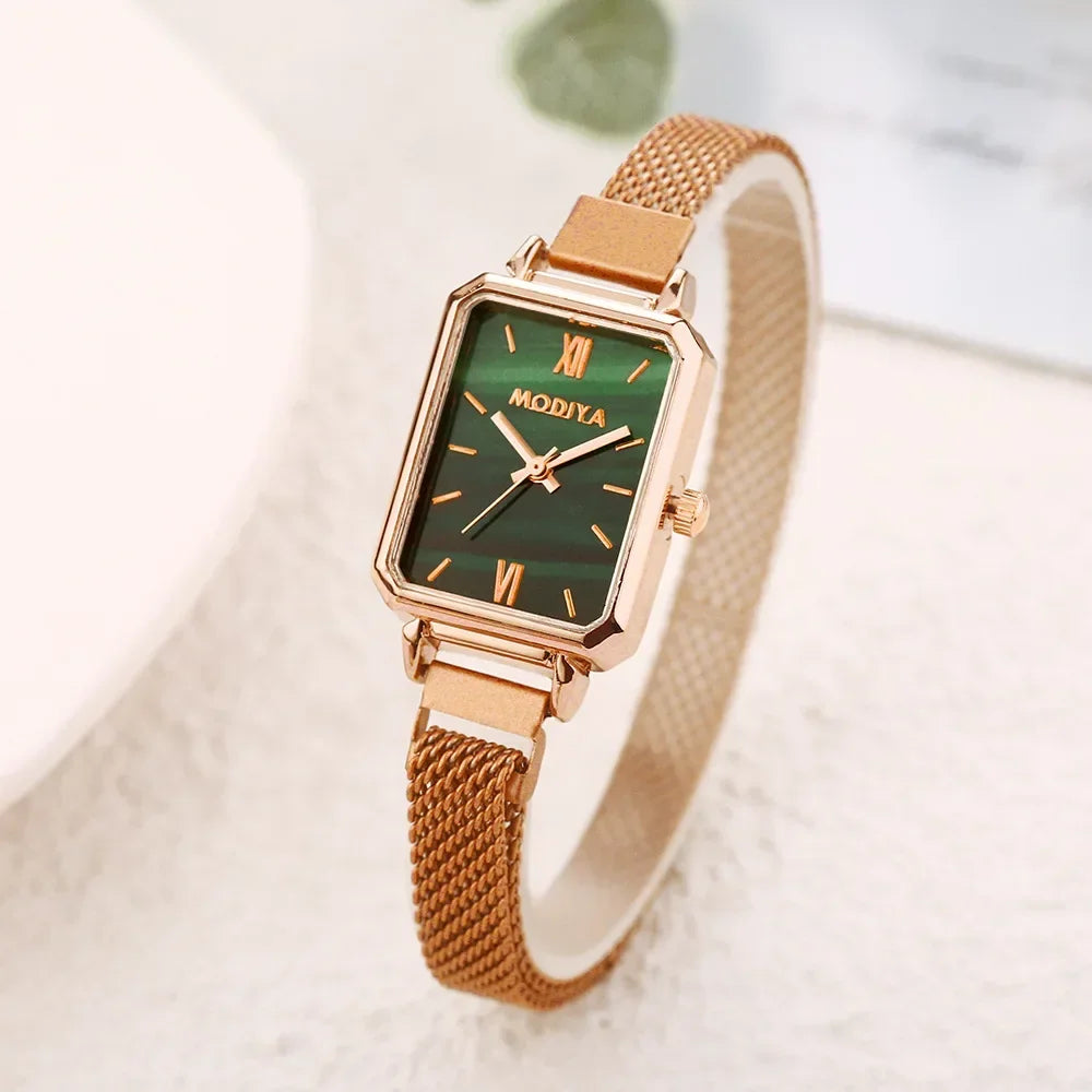 Luxury Mesh Strap Women’s Watch – Green Dial
