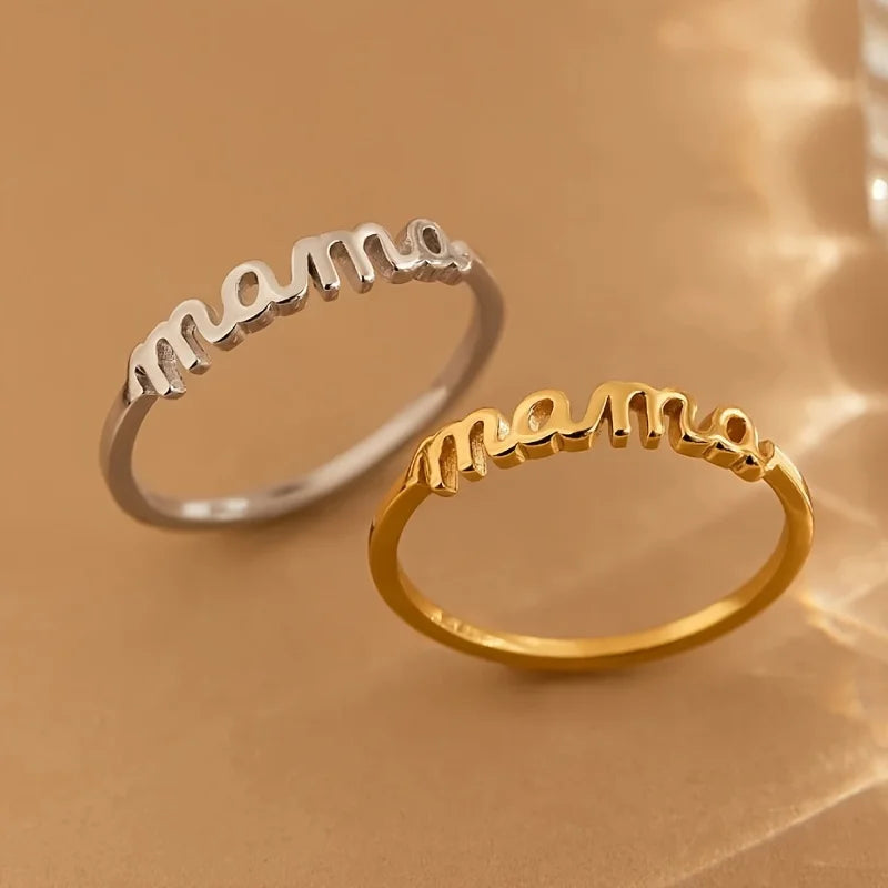Hot Finger Ring Dear mama Letter Simple Plain Ring for Mom Perfect Mother's Day Gift