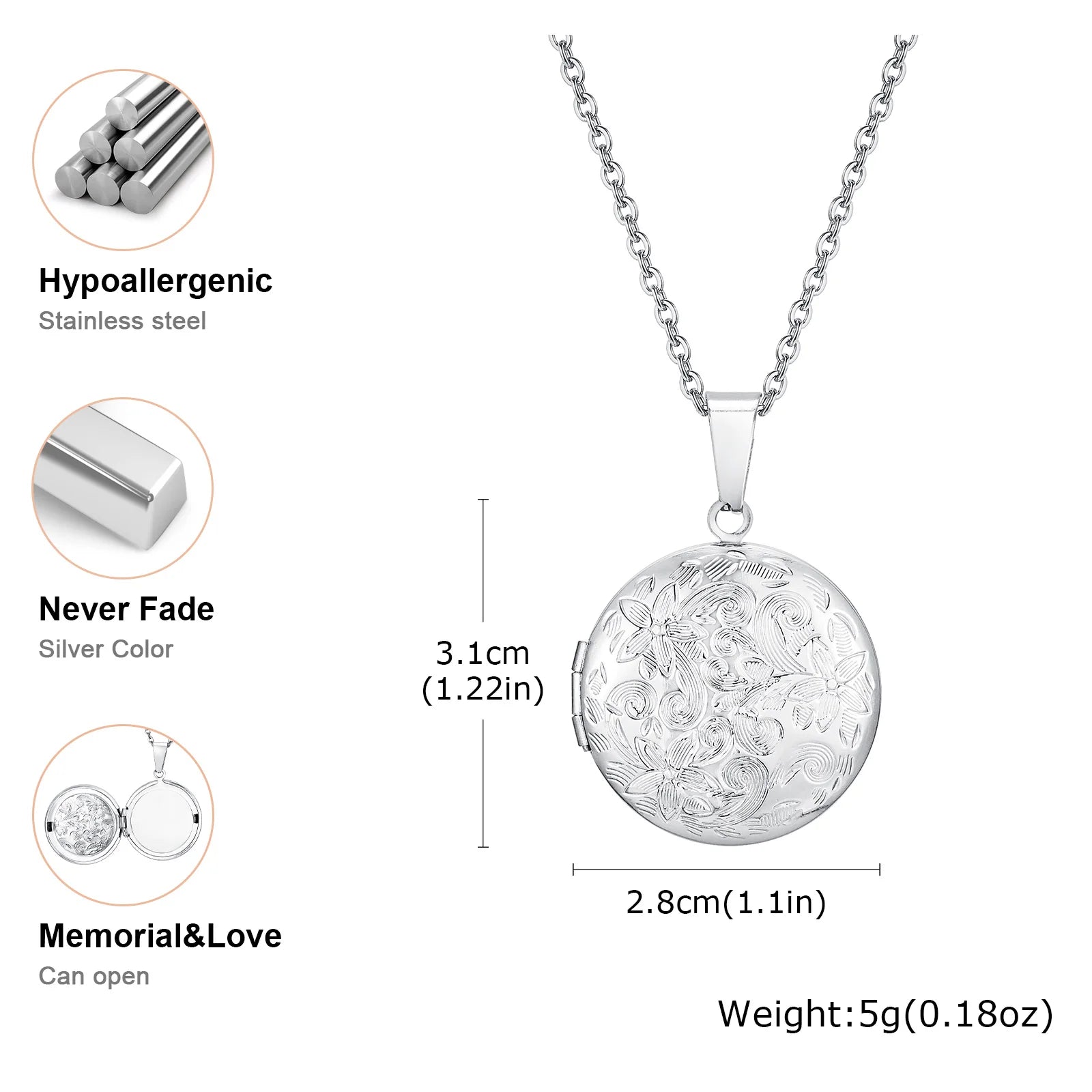 Heart Photo Locket Necklace