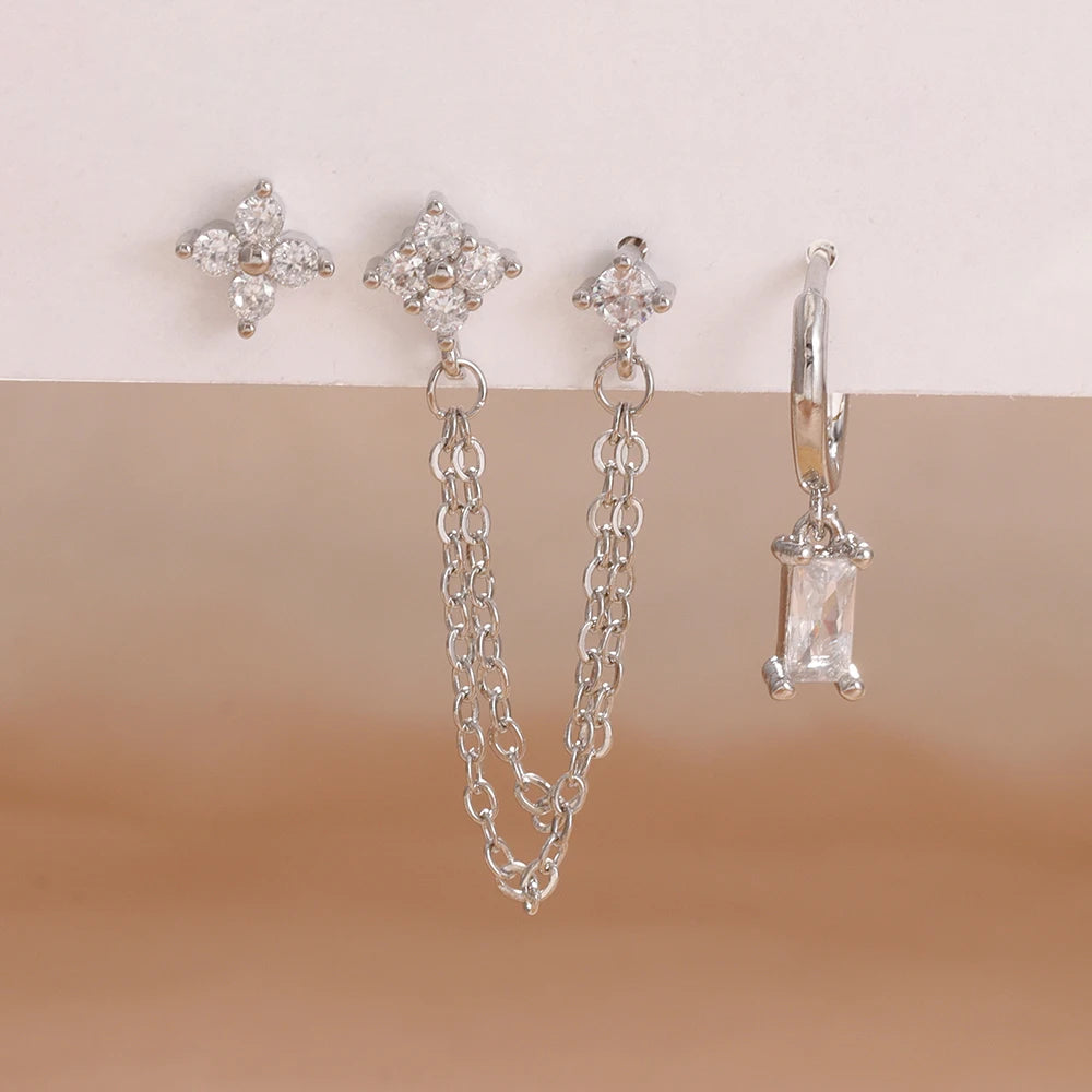 3PCS Stainless Steel Earrings Set