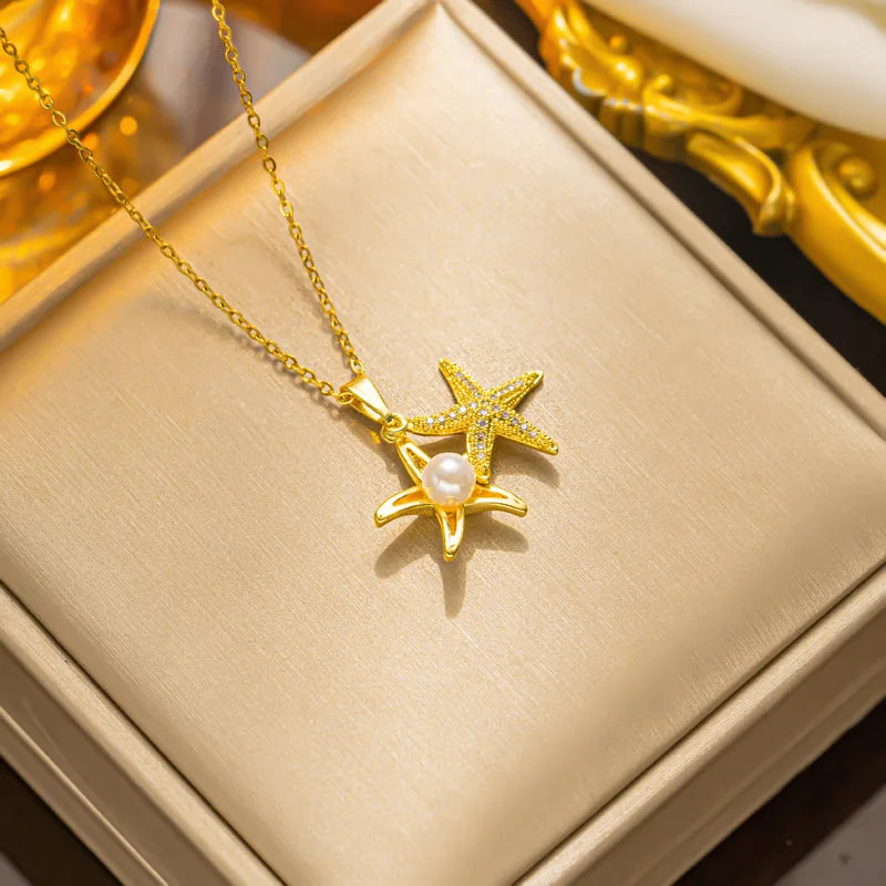 AKOL Shell Pearl Necklace
