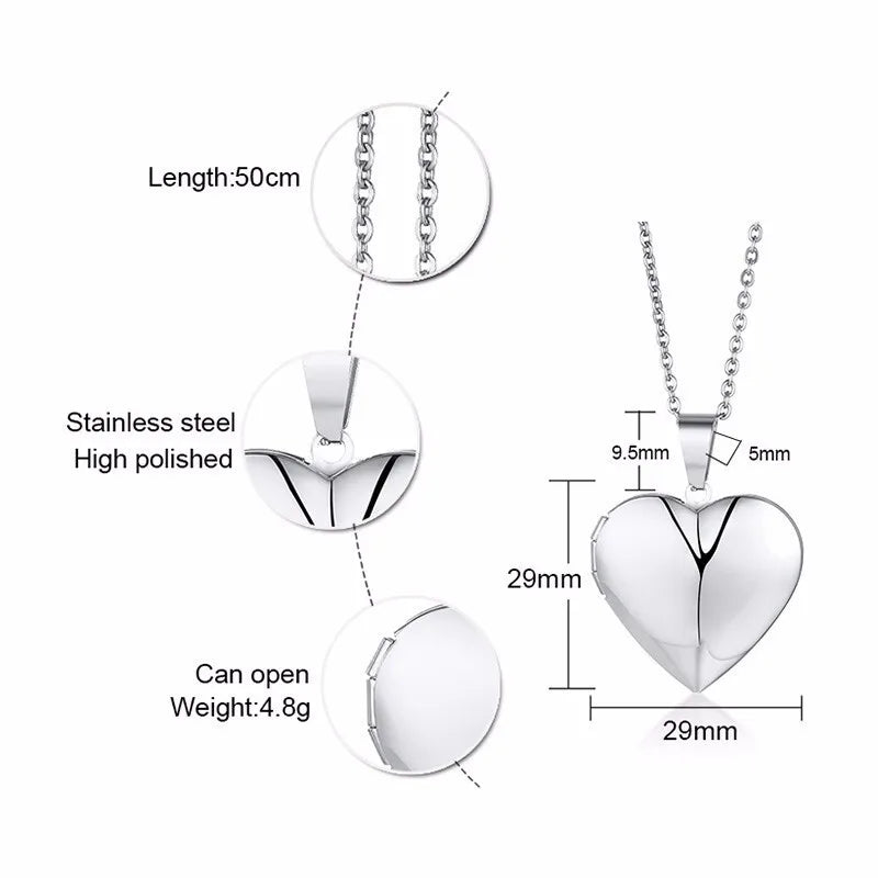 Heart Photo Locket Necklace