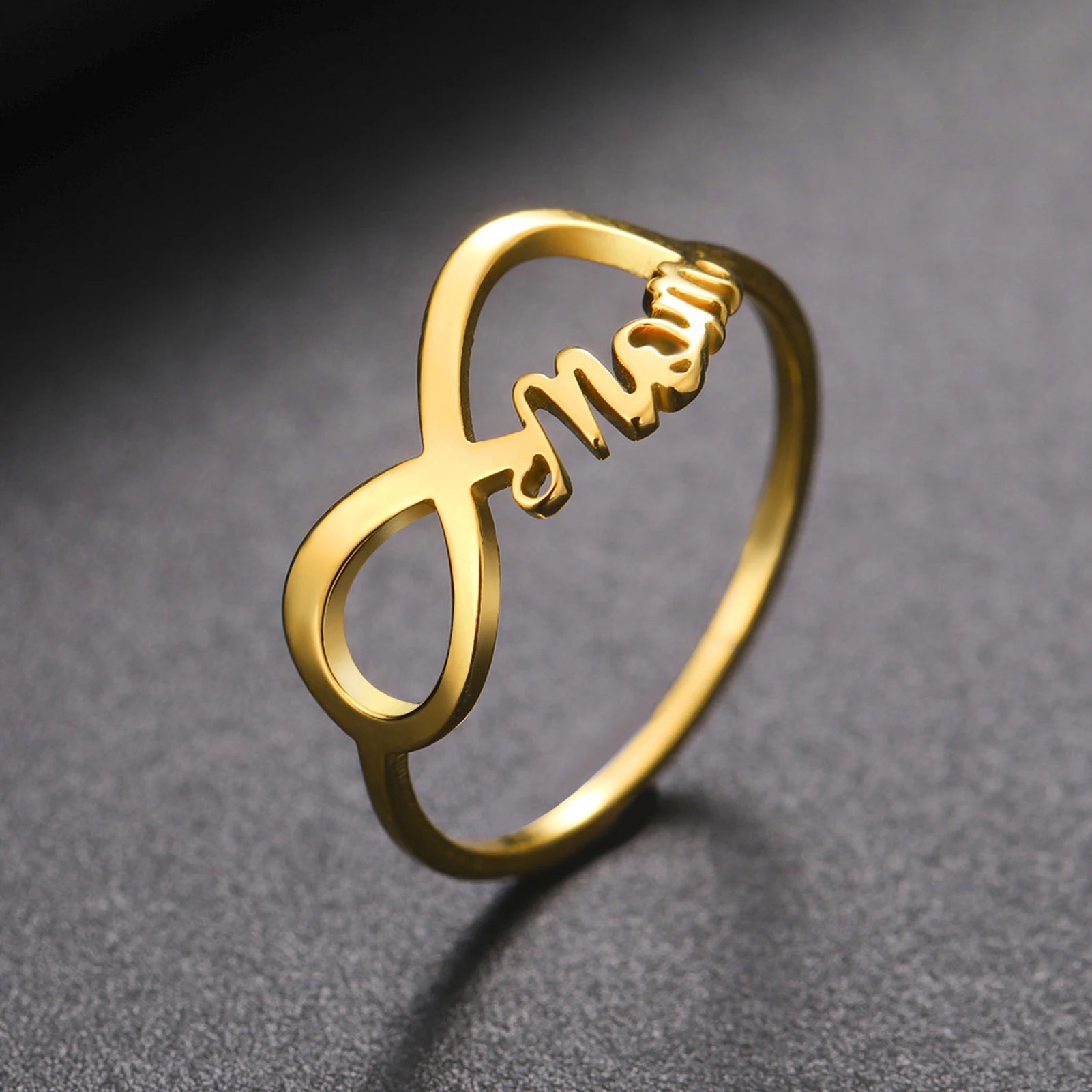COOLTIME “MOM Infinite Love” Stainless Steel Ring – Mother’s Day Gift