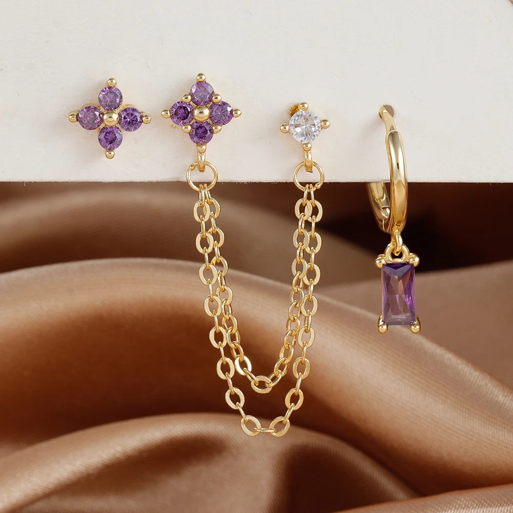 3PCS Stainless Steel Earrings Set