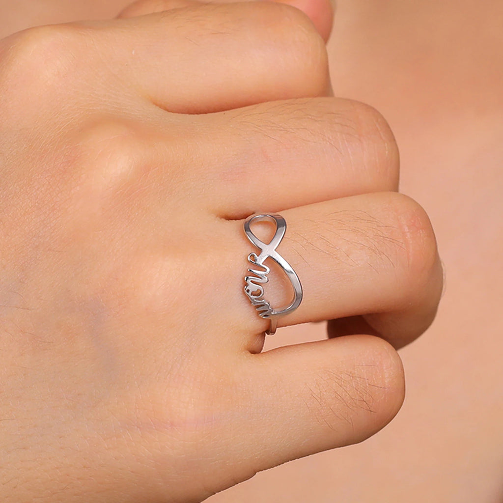 COOLTIME “MOM Infinite Love” Stainless Steel Ring – Mother’s Day Gift
