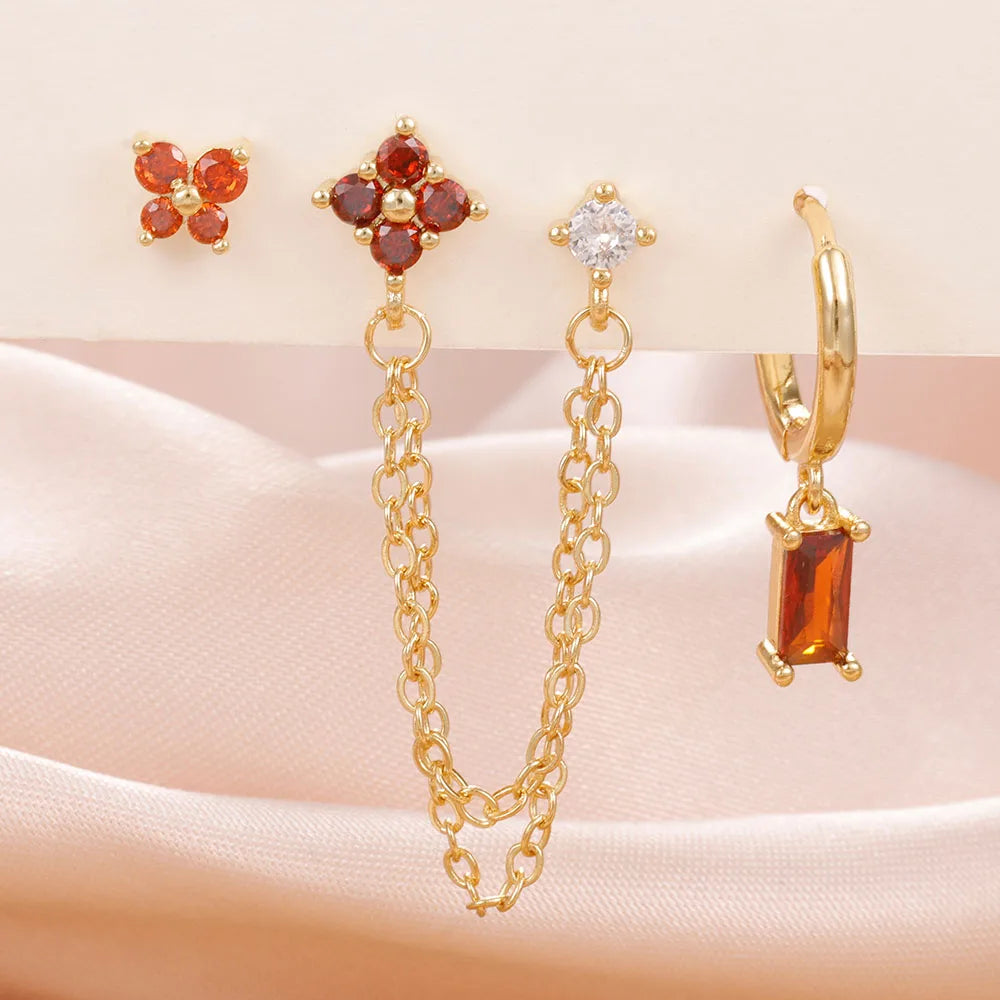 3PCS Stainless Steel Earrings Set