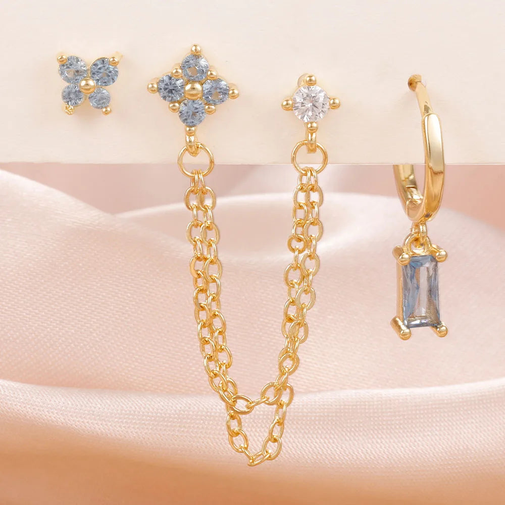 3PCS Stainless Steel Earrings Set