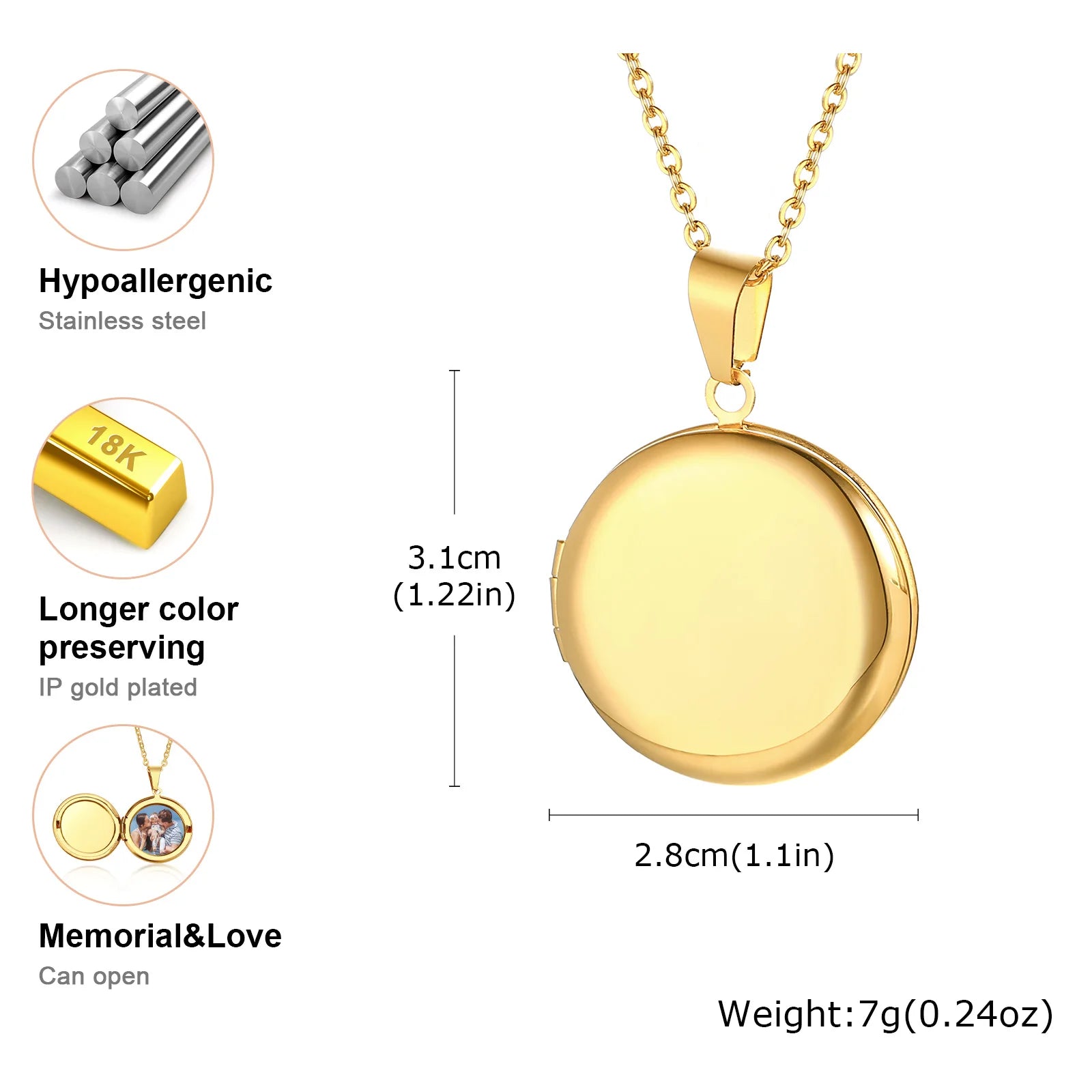 Heart Photo Locket Necklace