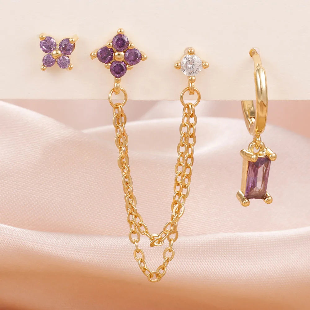 3PCS Stainless Steel Earrings Set