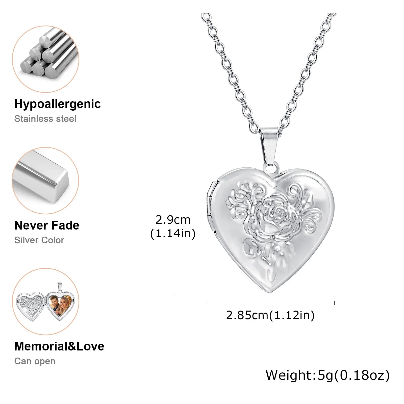 Heart Photo Locket Necklace