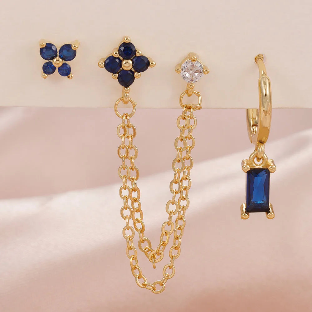 3PCS Stainless Steel Earrings Set