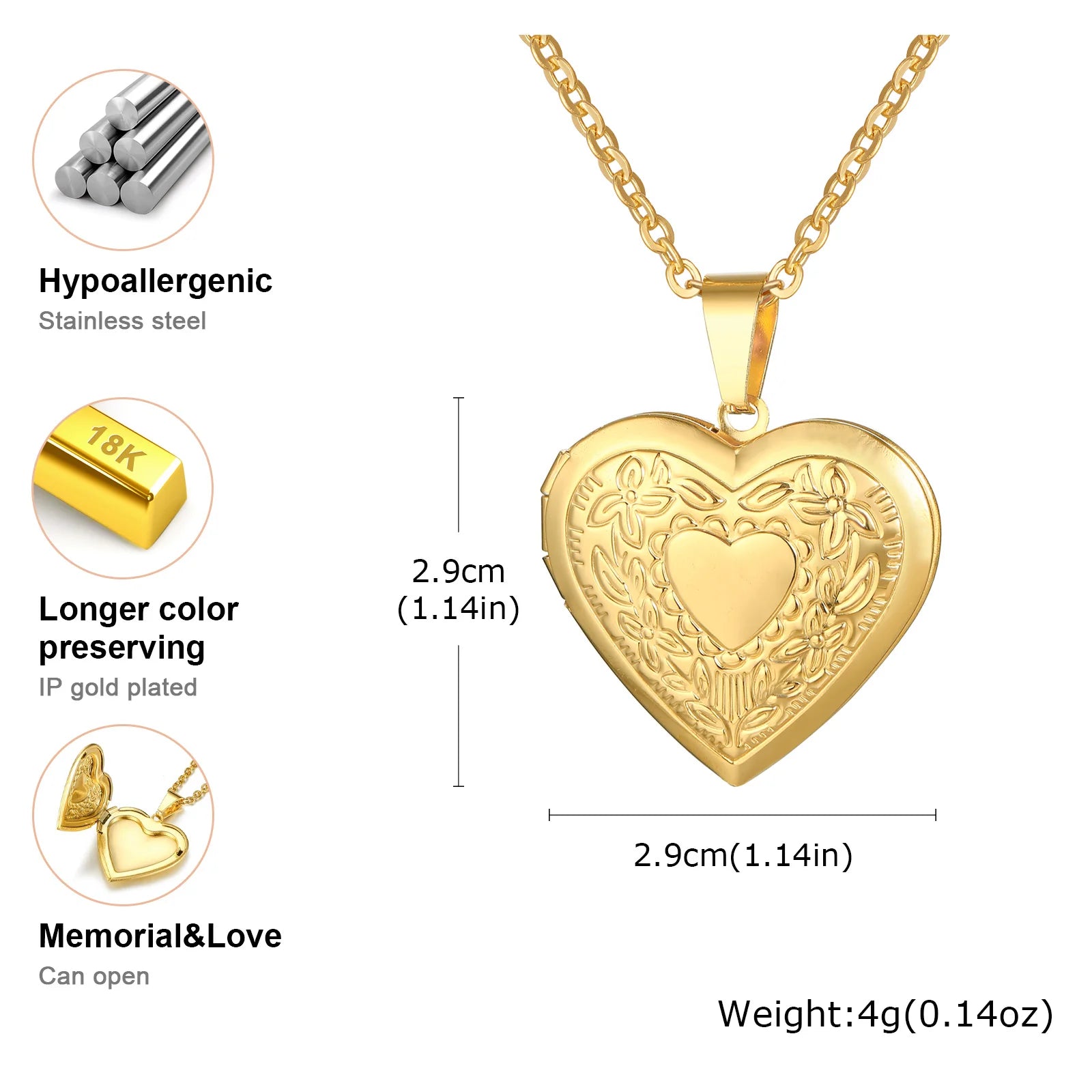 Heart Photo Locket Necklace