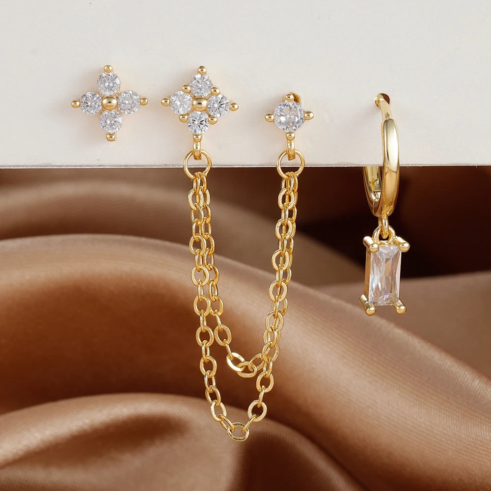 3PCS Stainless Steel Earrings Set