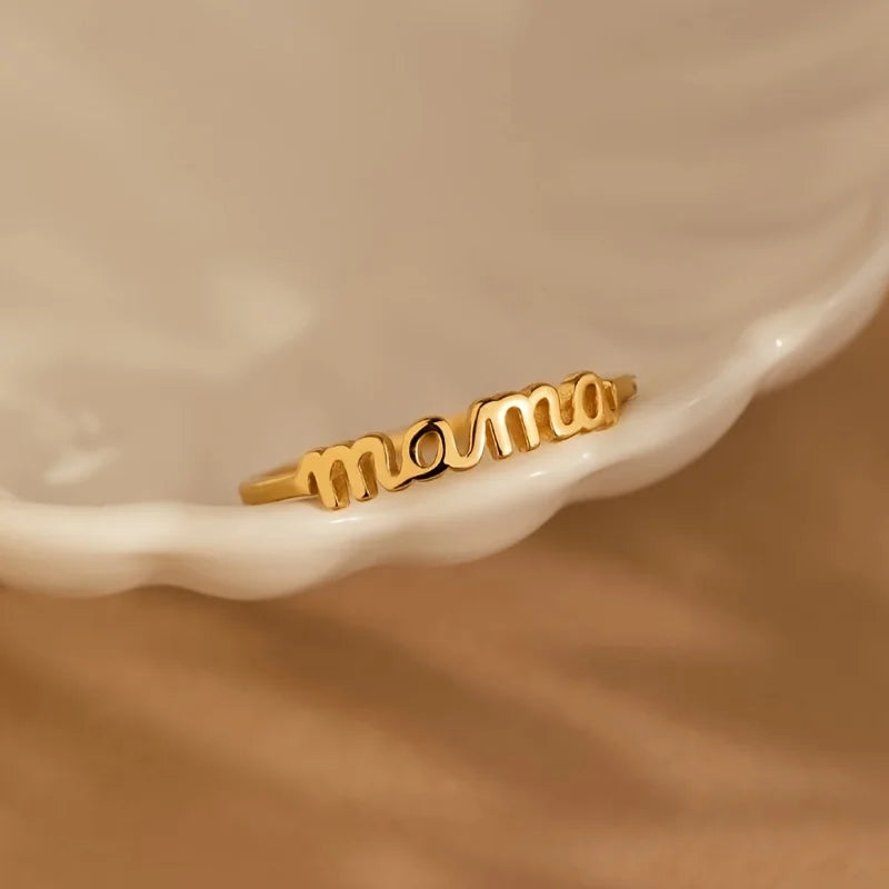 Hot Finger Ring Dear mama Letter Simple Plain Ring for Mom Perfect Mother's Day Gift
