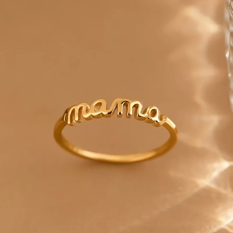 Hot Finger Ring Dear mama Letter Simple Plain Ring for Mom Perfect Mother's Day Gift
