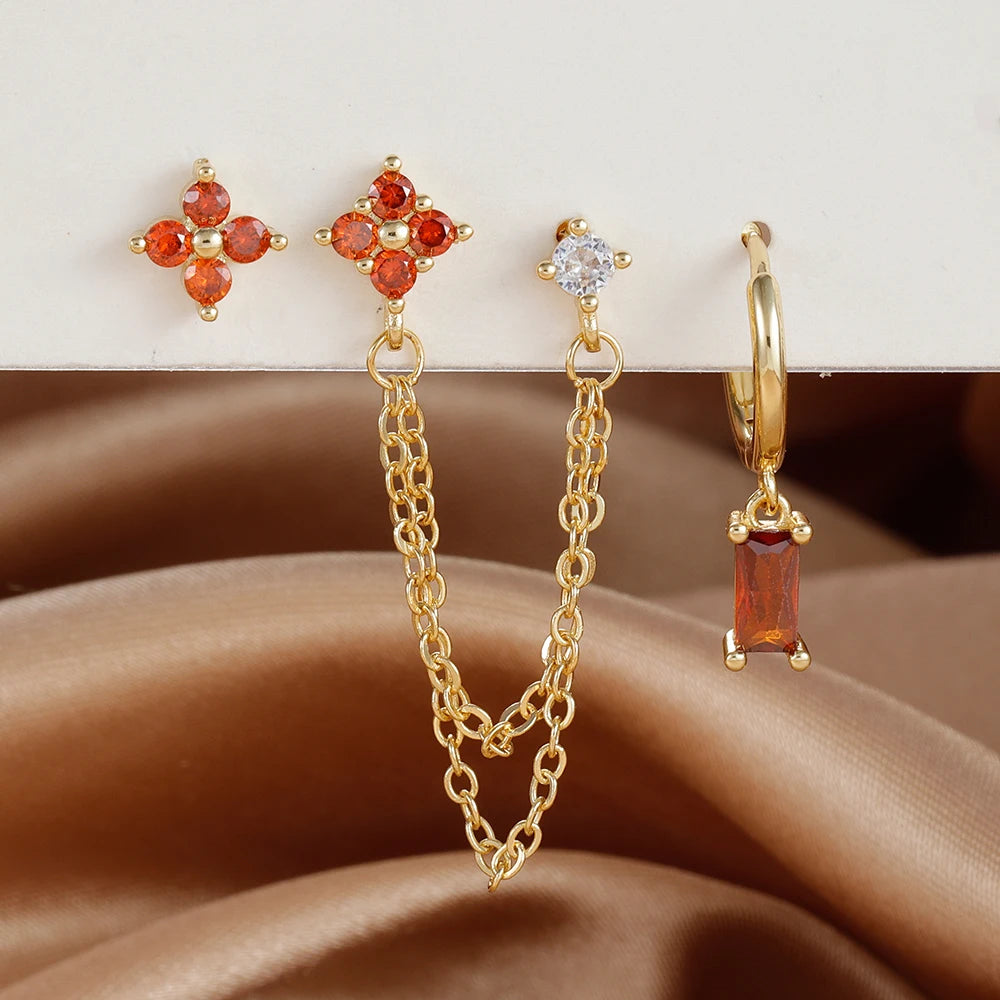 3PCS Stainless Steel Earrings Set
