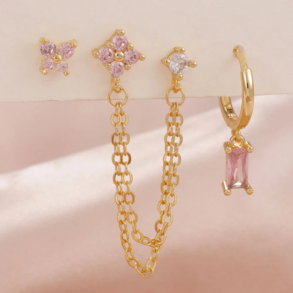 3PCS Stainless Steel Earrings Set