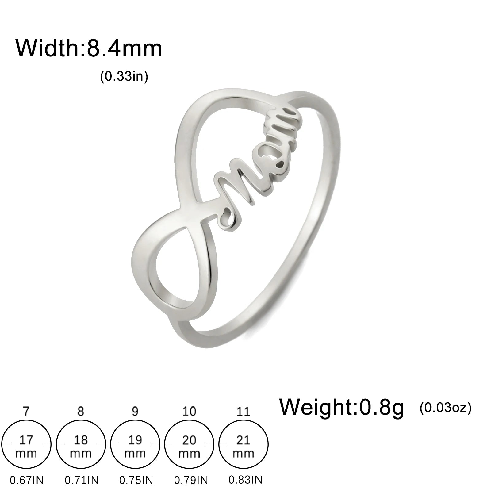 COOLTIME “MOM Infinite Love” Stainless Steel Ring – Mother’s Day Gift