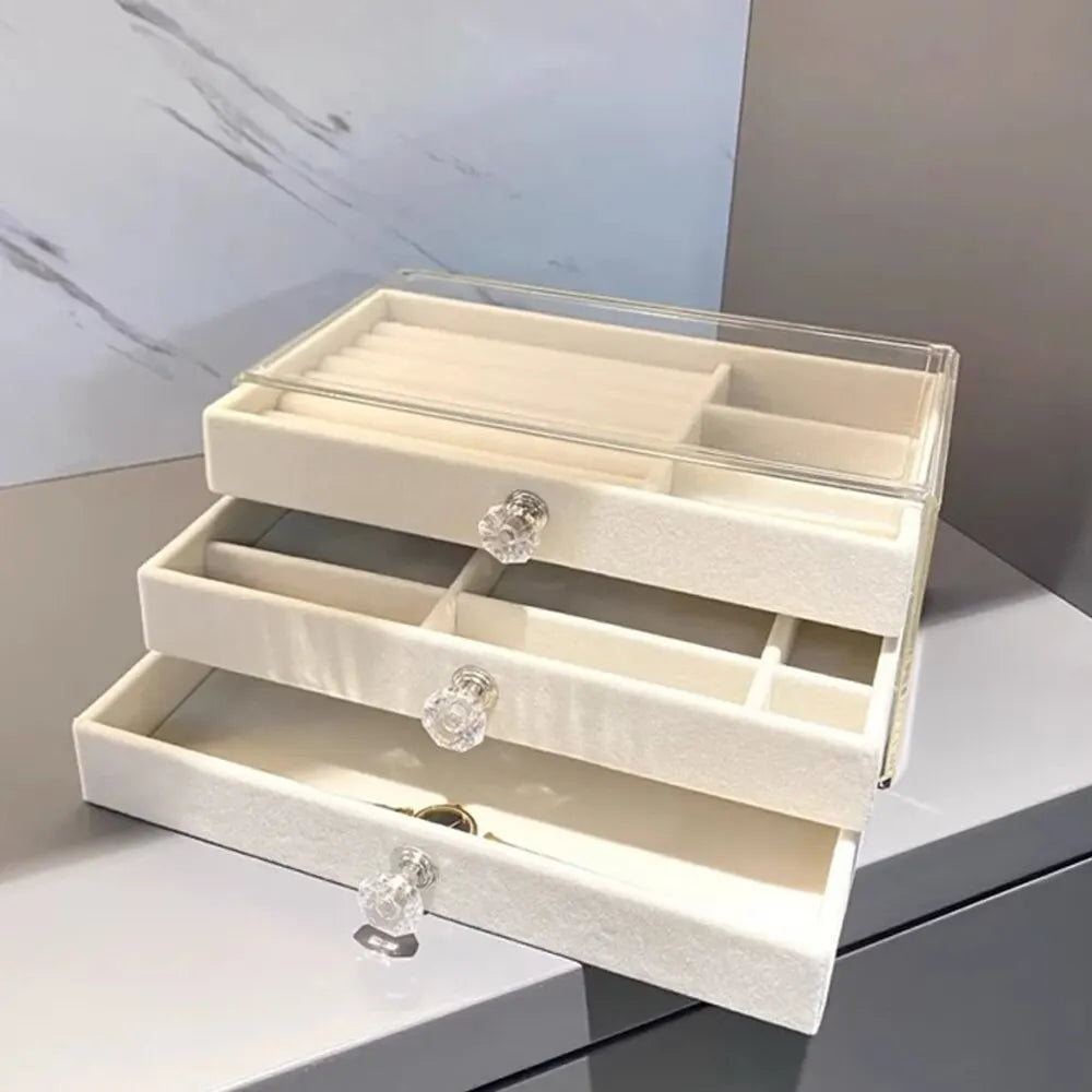 3-Layer Flannel Jewelry Box with Drawer
