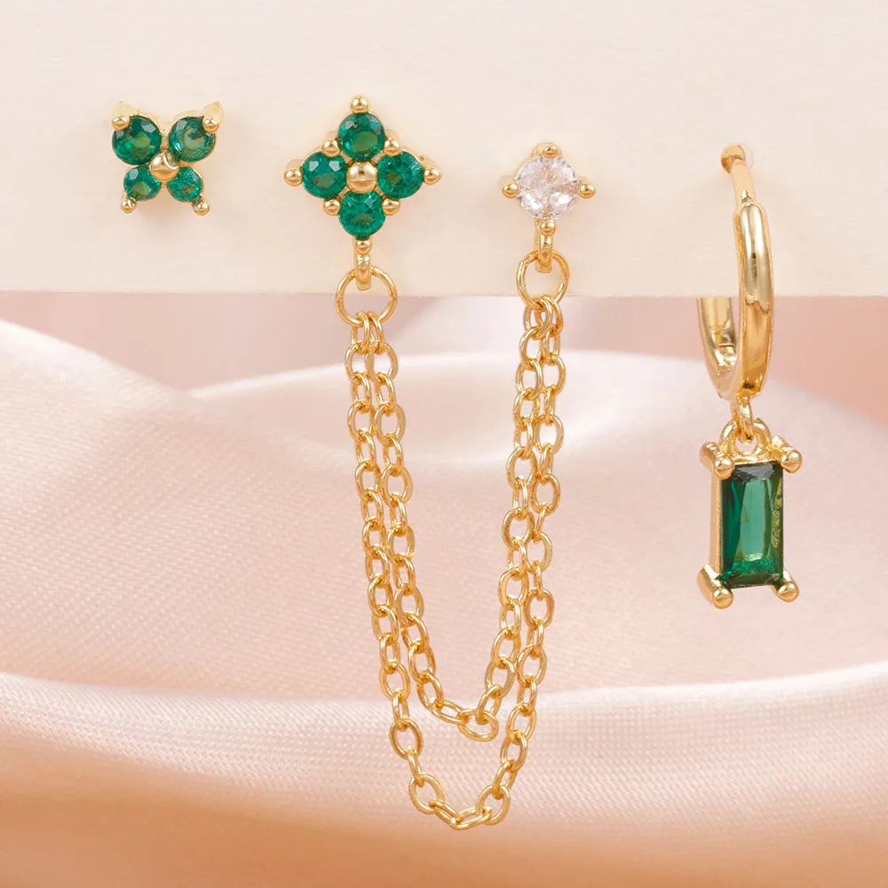3PCS Stainless Steel Earrings Set