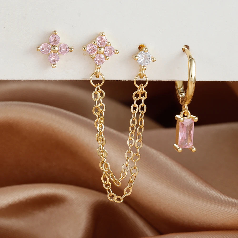 3PCS Stainless Steel Earrings Set