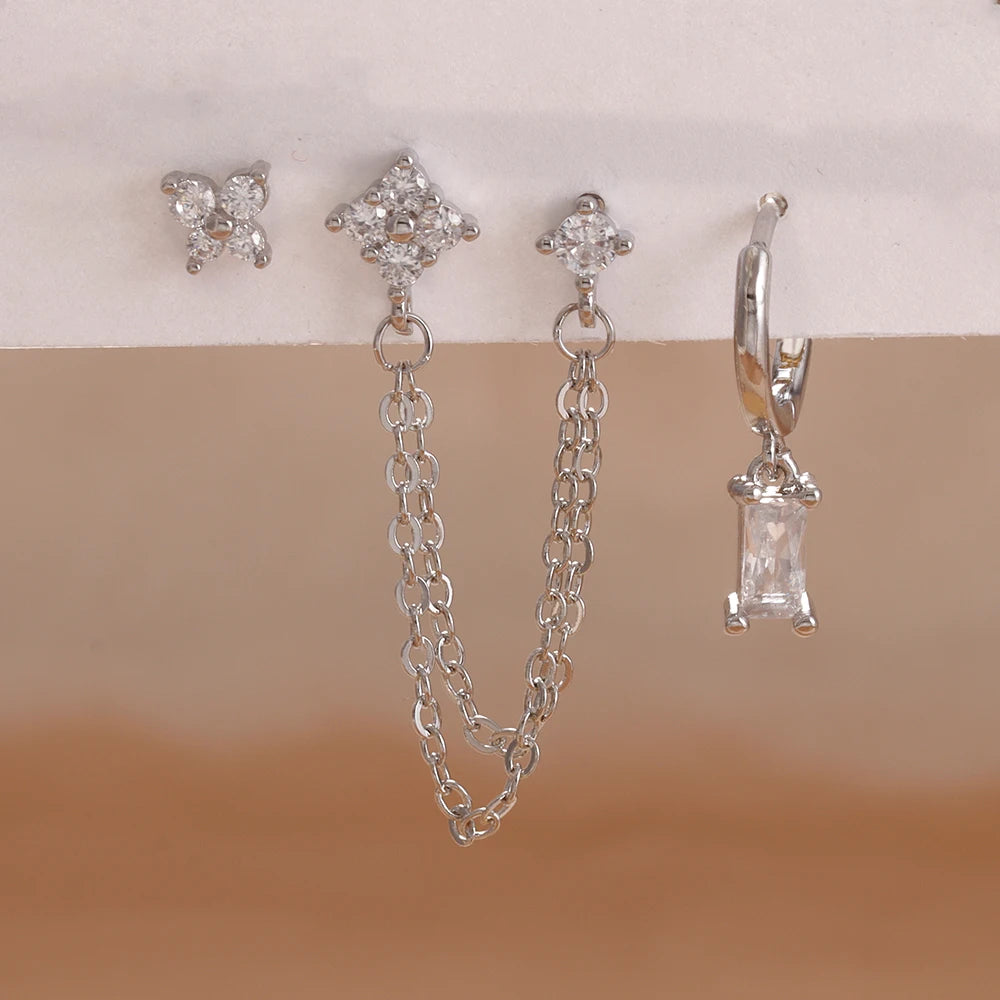 3PCS Stainless Steel Earrings Set
