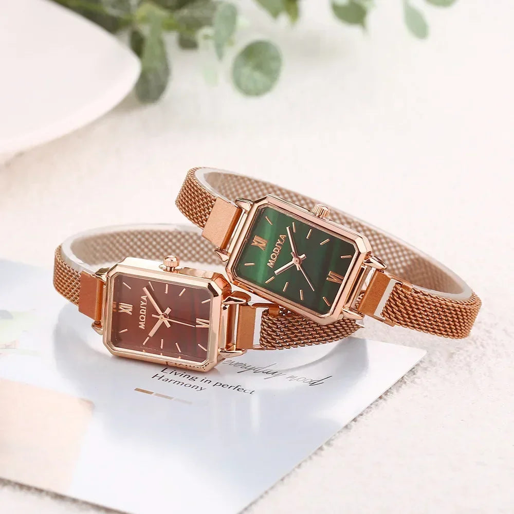 Luxury Mesh Strap Women’s Watch – Green Dial
