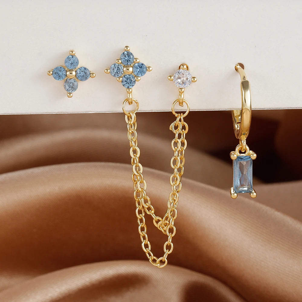 3PCS Stainless Steel Earrings Set