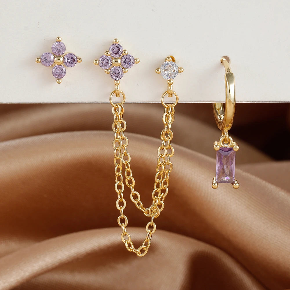 3PCS Stainless Steel Earrings Set