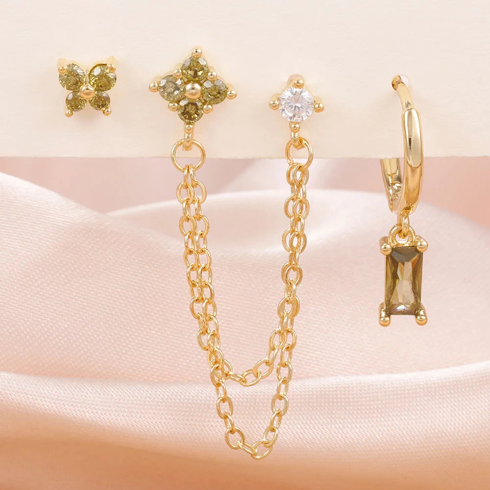 3PCS Stainless Steel Earrings Set