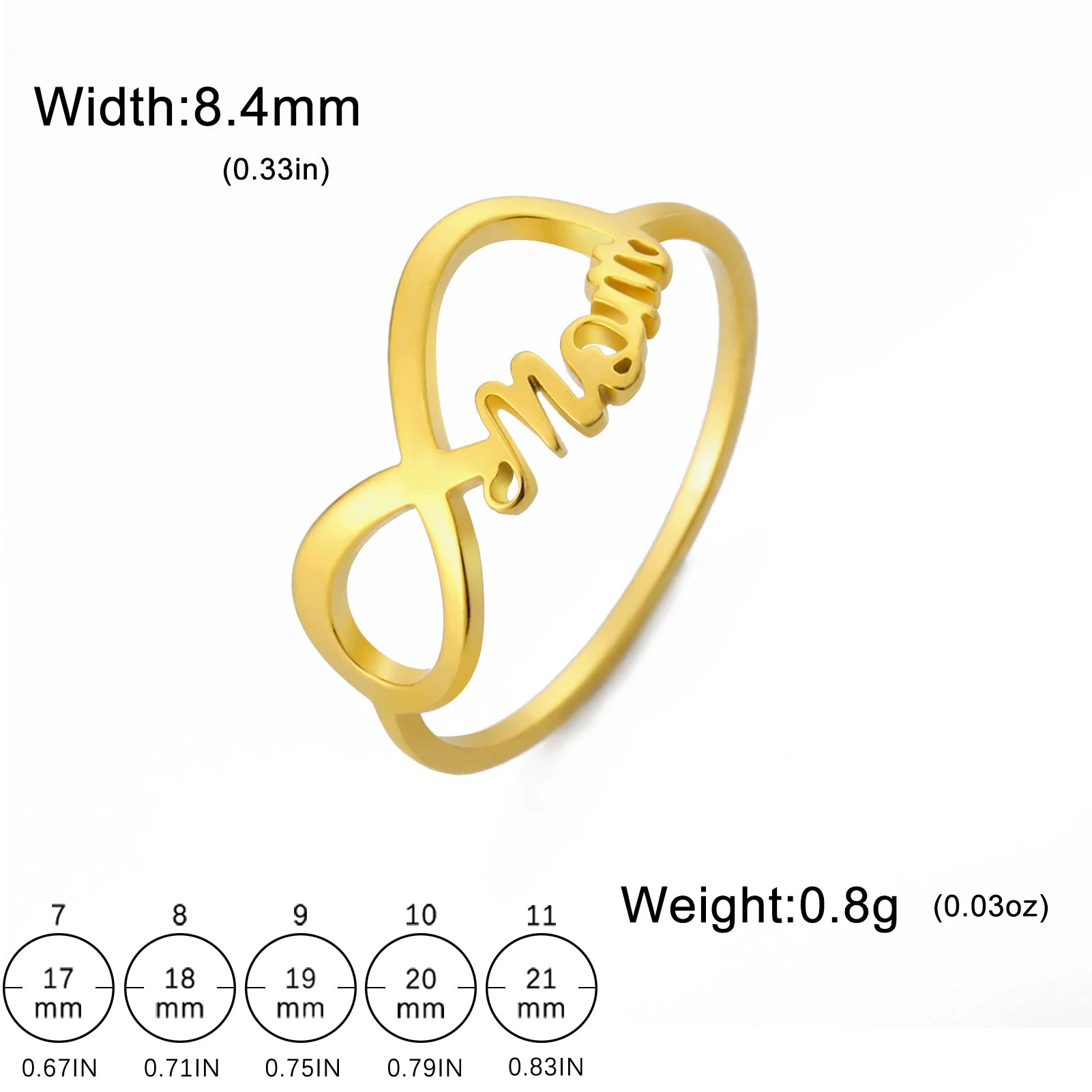 COOLTIME “MOM Infinite Love” Stainless Steel Ring – Mother’s Day Gift