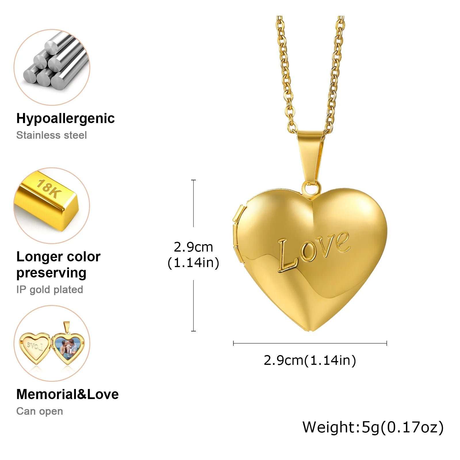 Heart Photo Locket Necklace