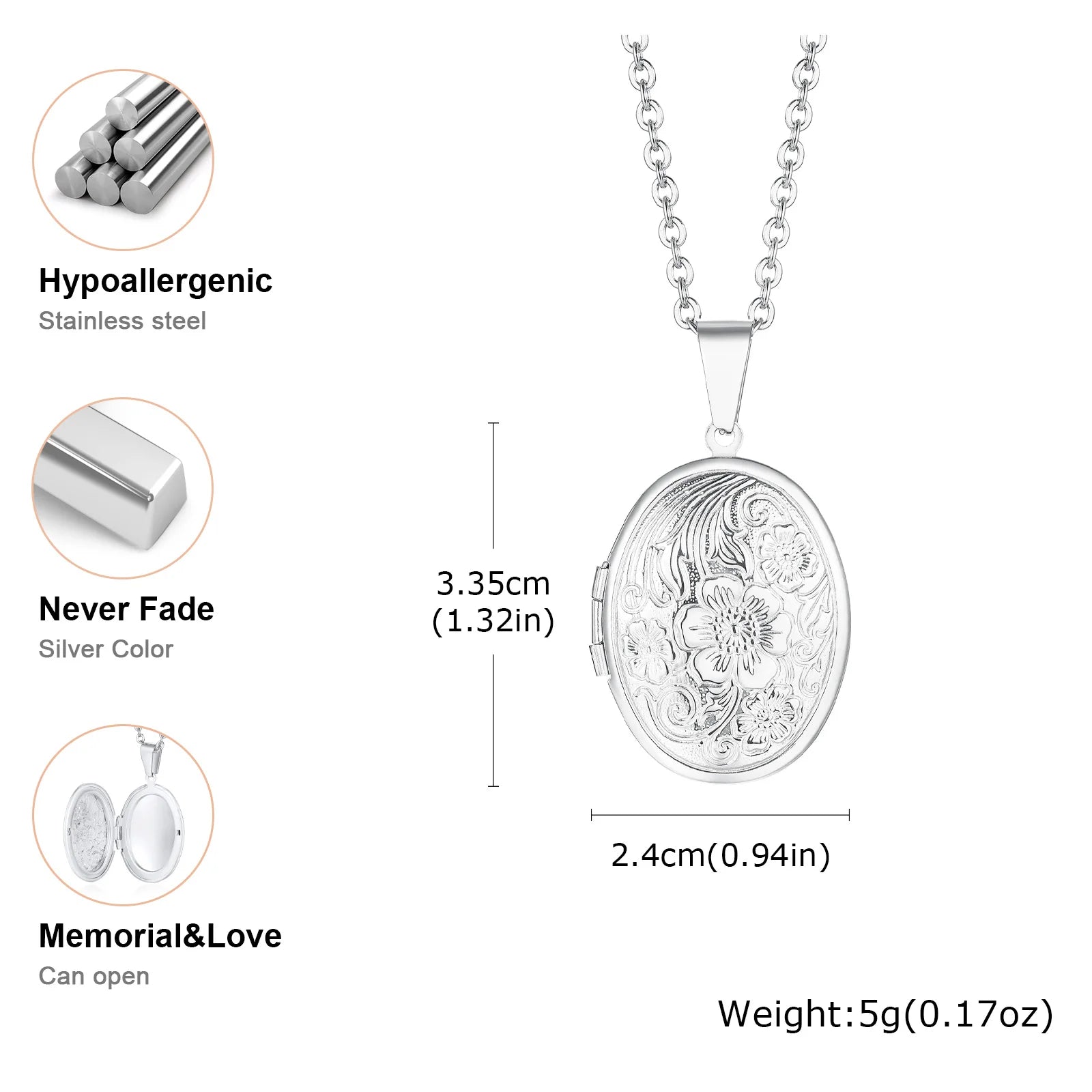 Heart Photo Locket Necklace