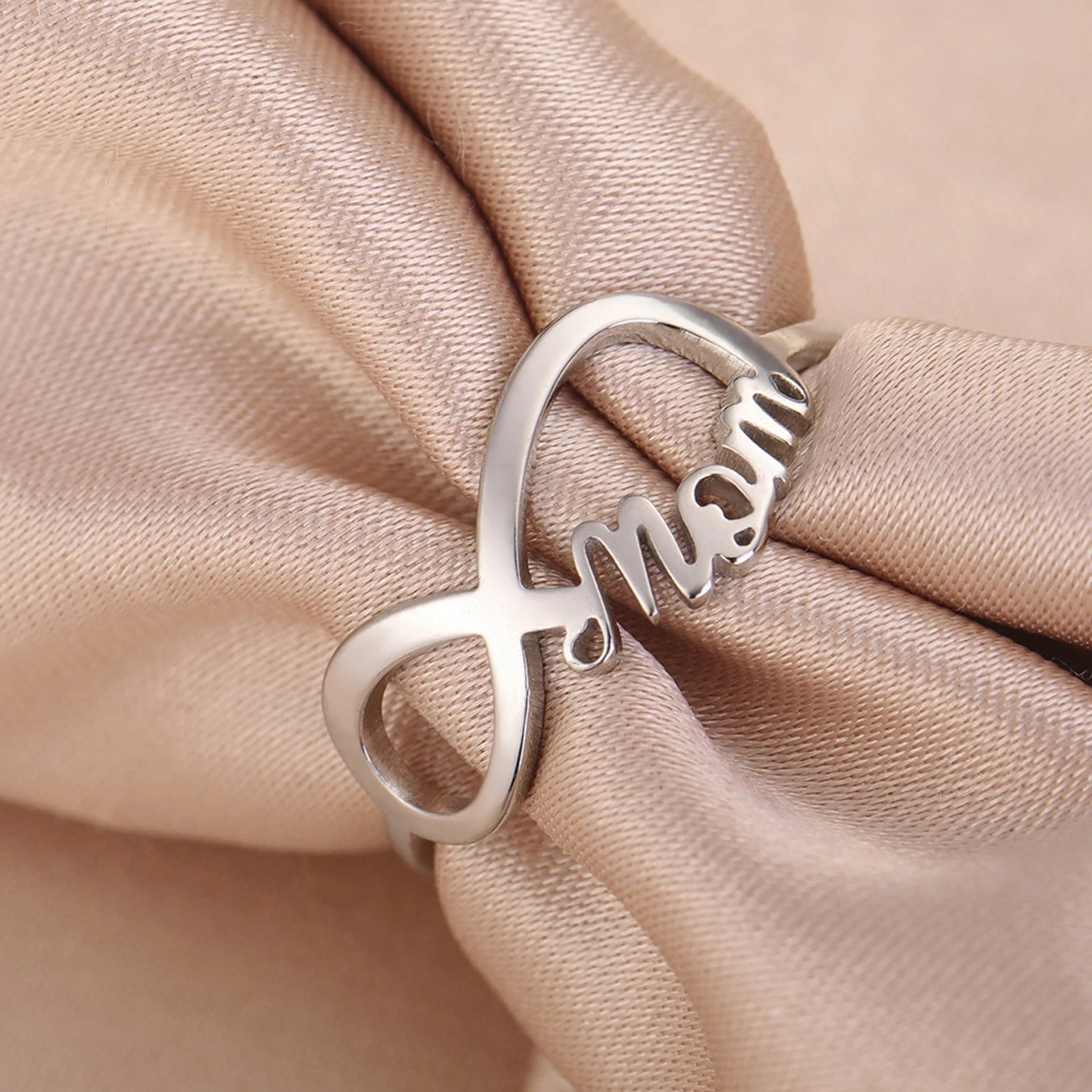 COOLTIME “MOM Infinite Love” Stainless Steel Ring – Mother’s Day Gift