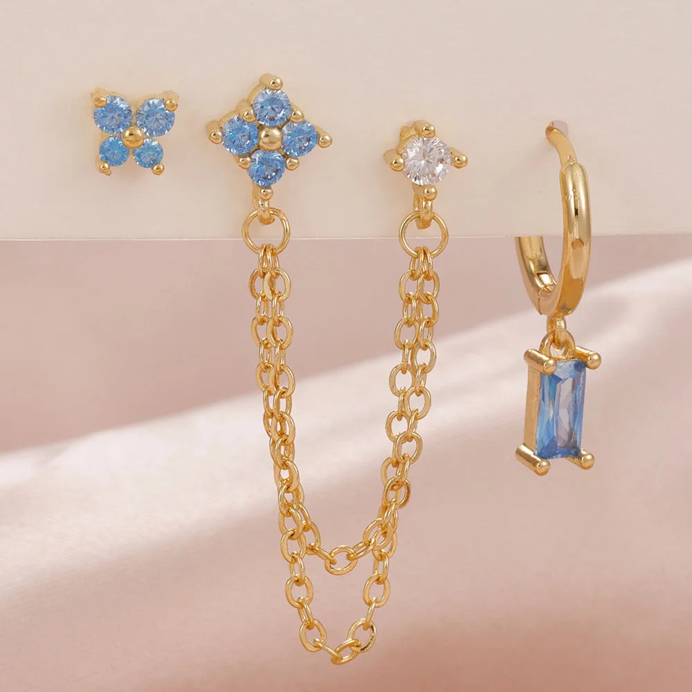 3PCS Stainless Steel Earrings Set