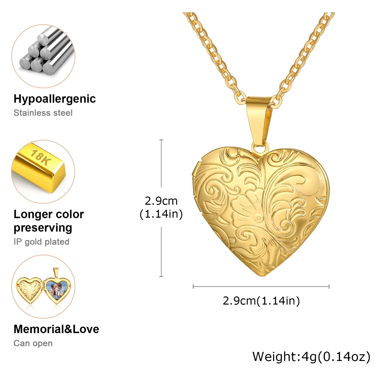 Heart Photo Locket Necklace