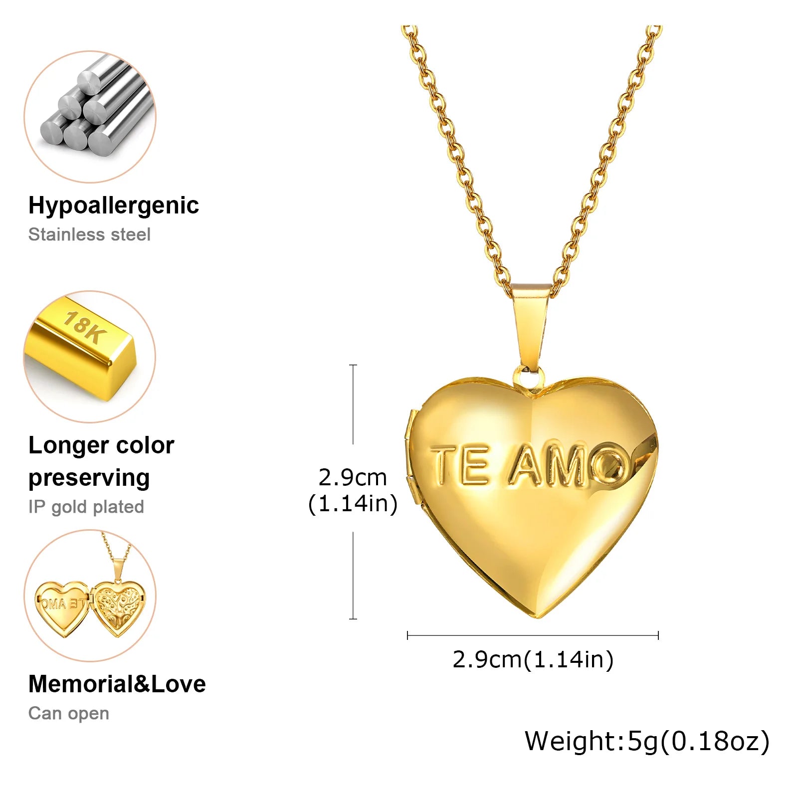Heart Photo Locket Necklace