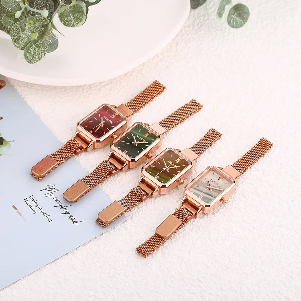 Luxury Mesh Strap Women’s Watch – Green Dial