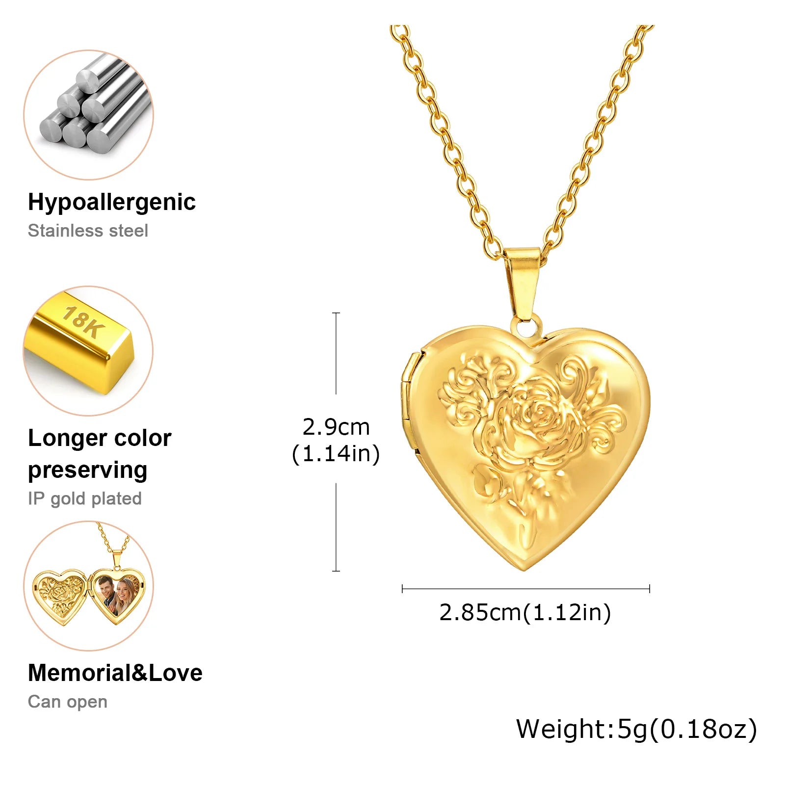 Heart Photo Locket Necklace