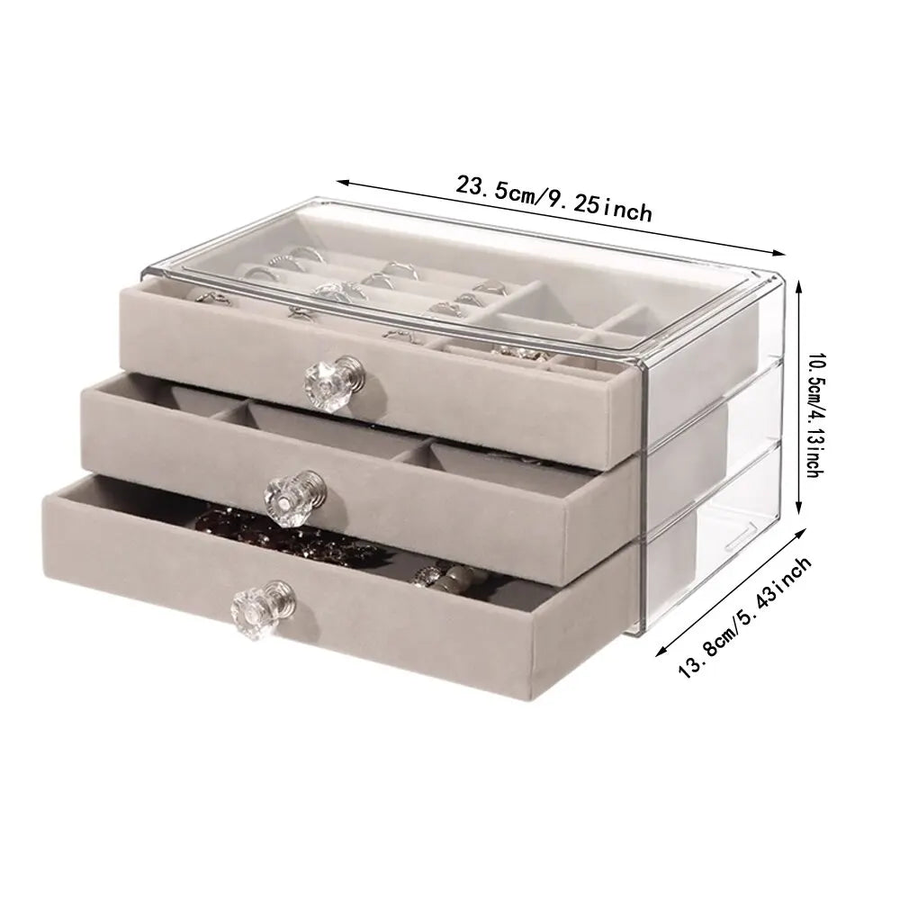 3-Layer Flannel Jewelry Box with Drawer